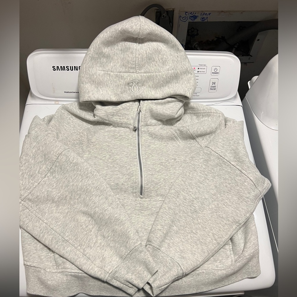 lululemon athletica Gray Scuba Half Zip Up Hoodie Sweater